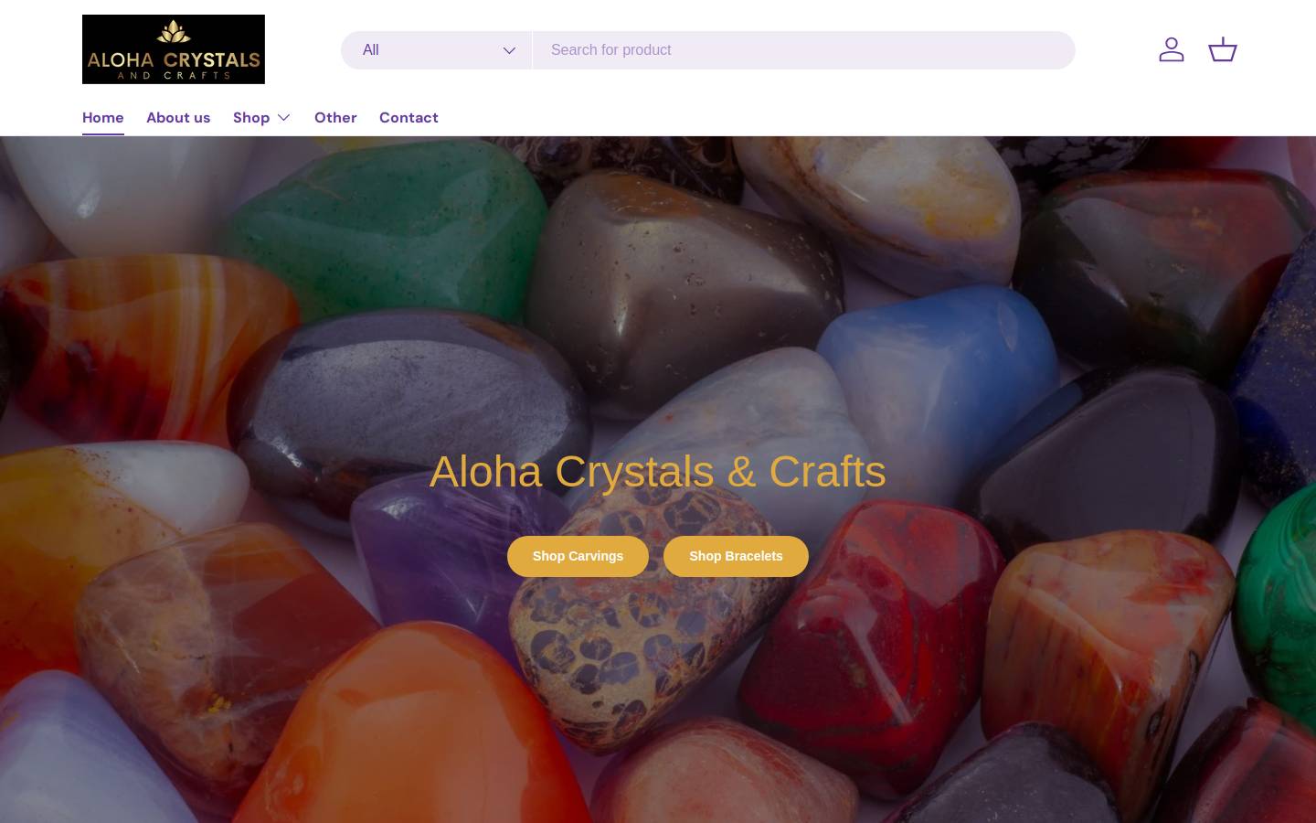 alohacrystalsandcrafts.com homepage screenshot