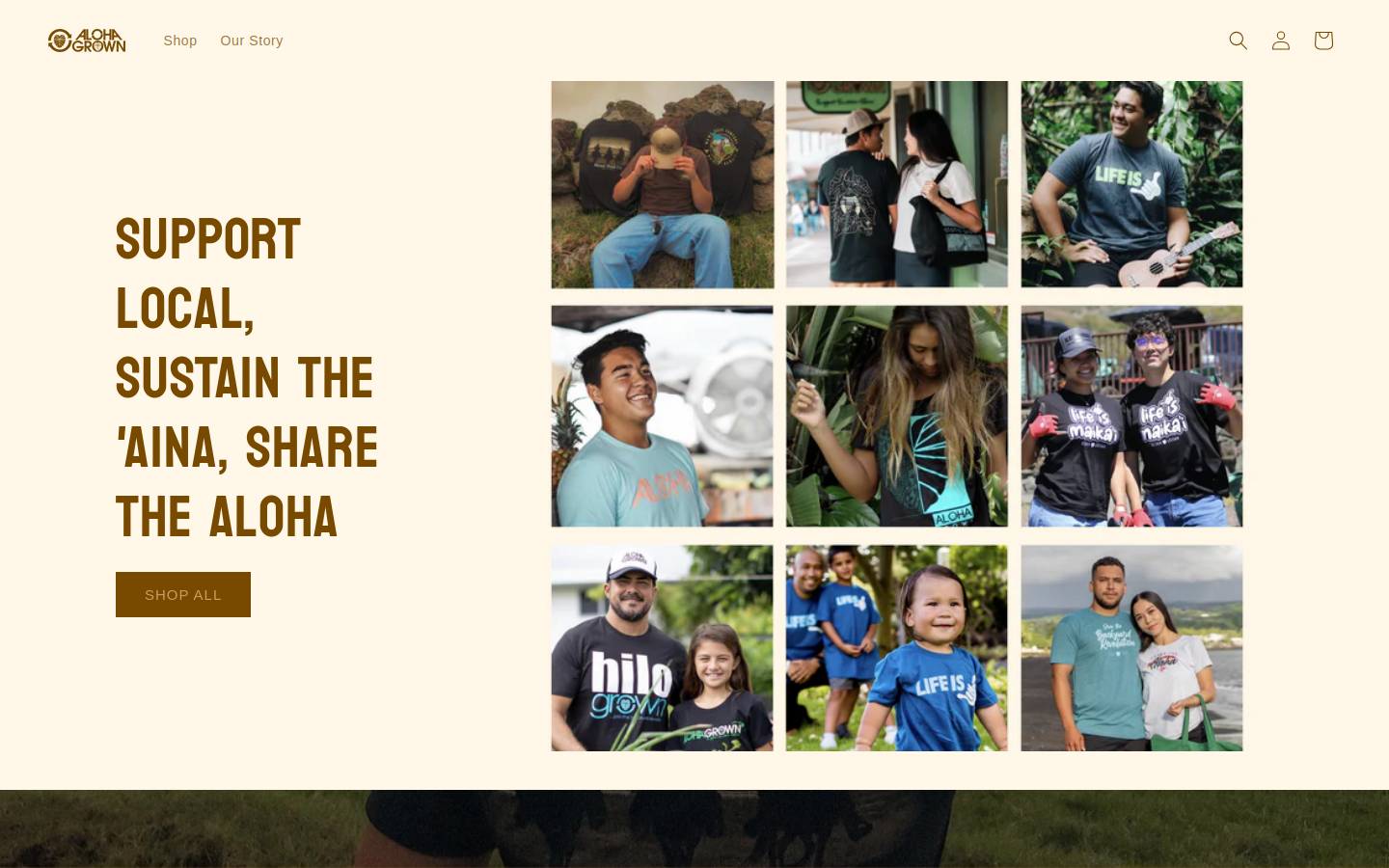 alohagrown.com homepage screenshot