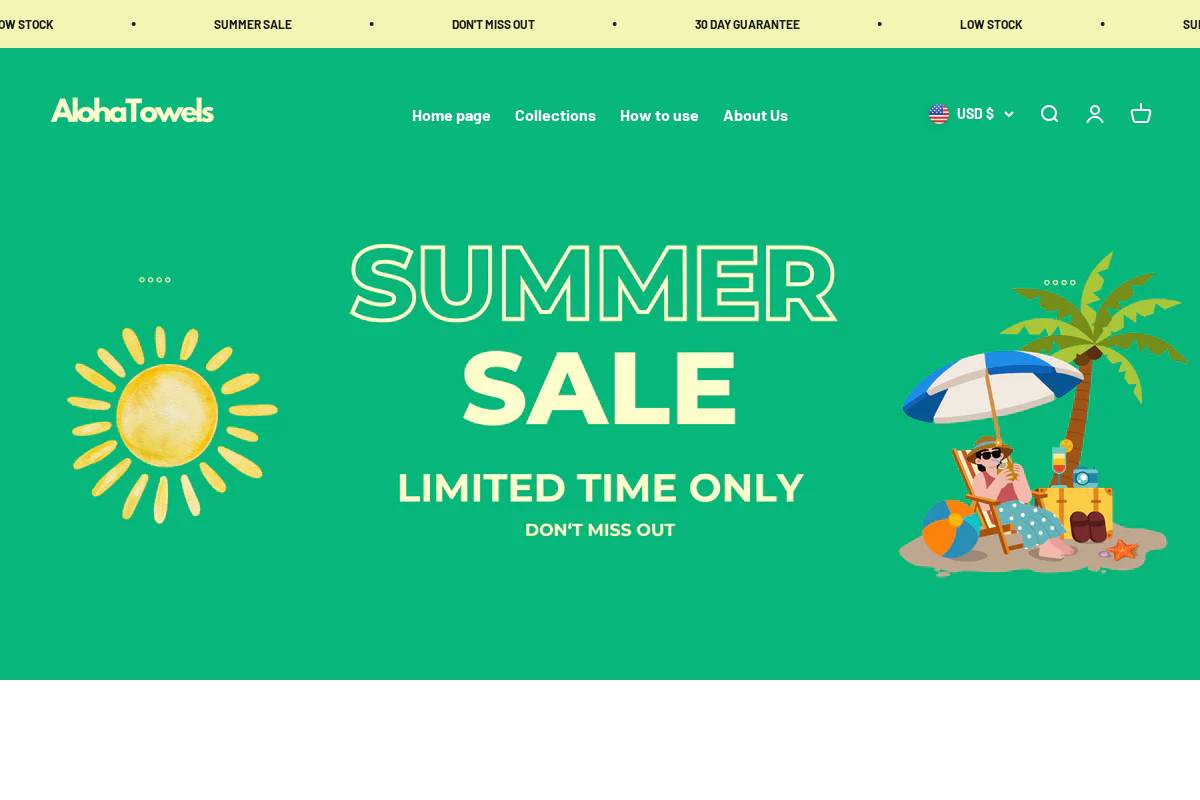 alohamagnettowels.com homepage screenshot