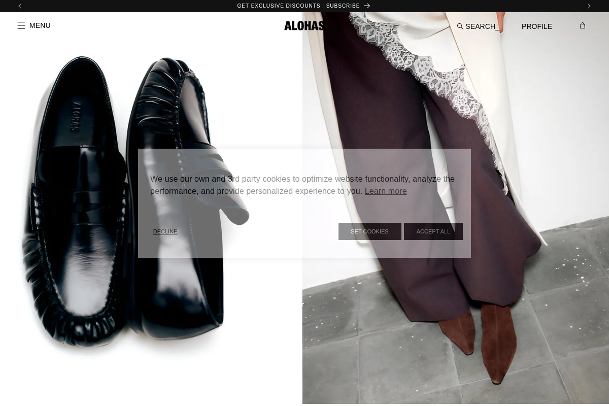 Alohas homepage screenshot