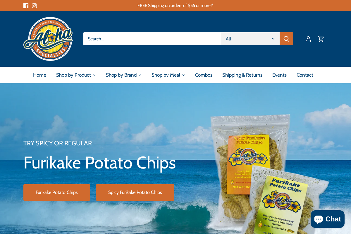 alohaspecialties.com homepage screenshot