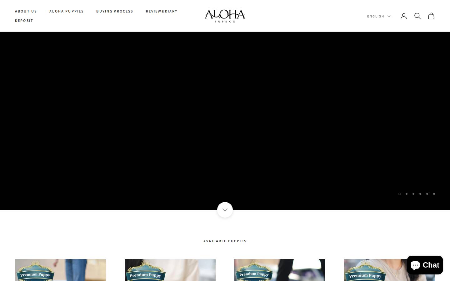 alohateacuppuppies.com homepage screenshot