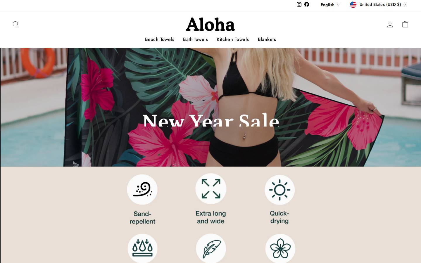 alohatowels.com homepage screenshot