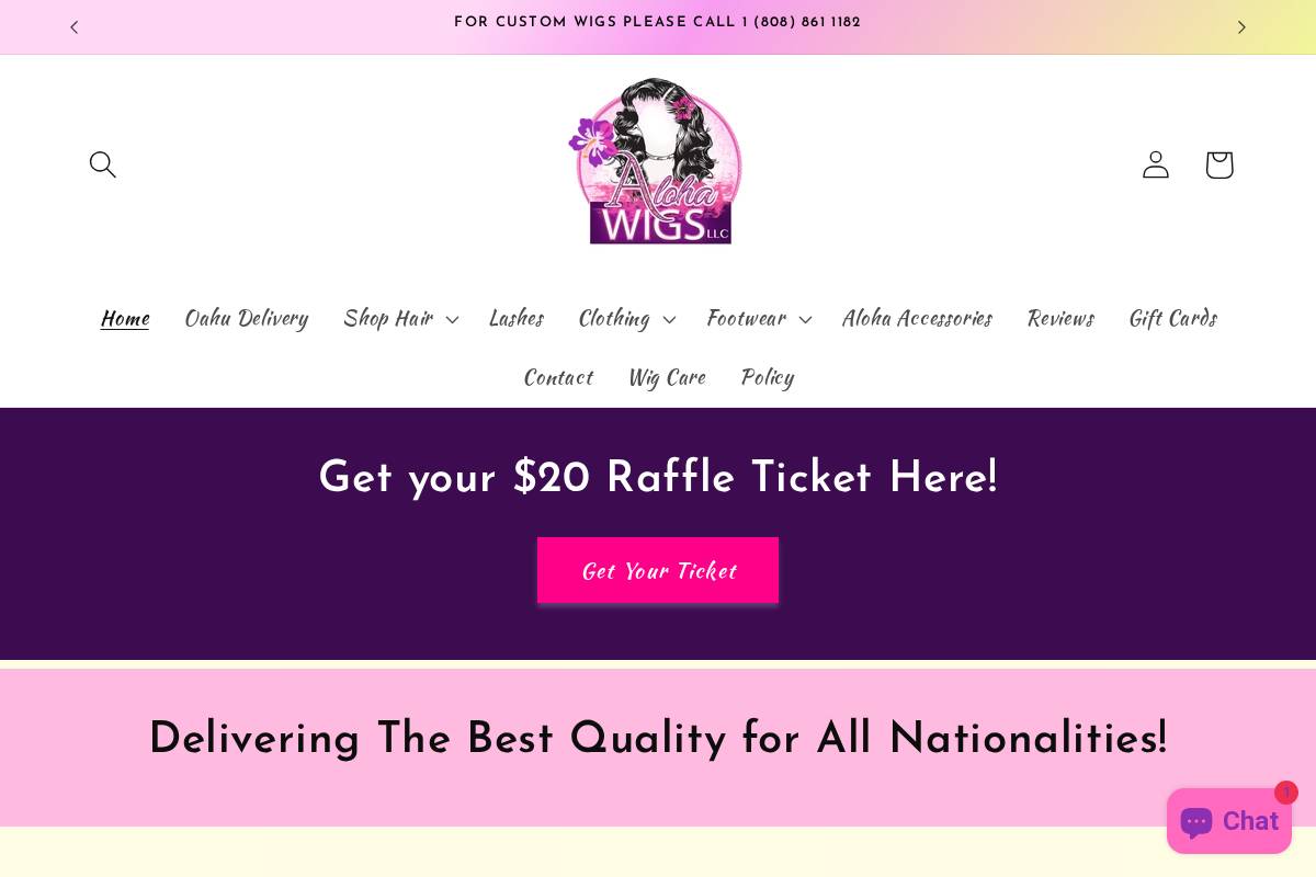 alohawigs.com homepage screenshot