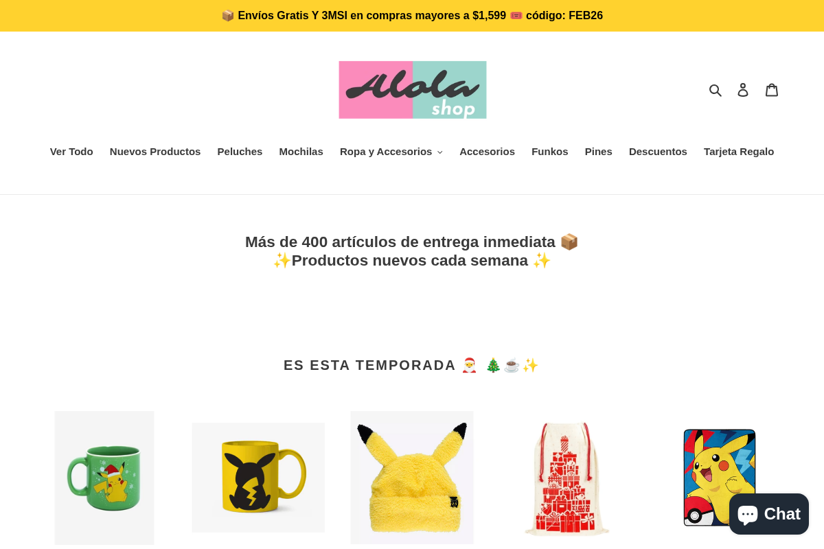 Alola Shop homepage screenshot