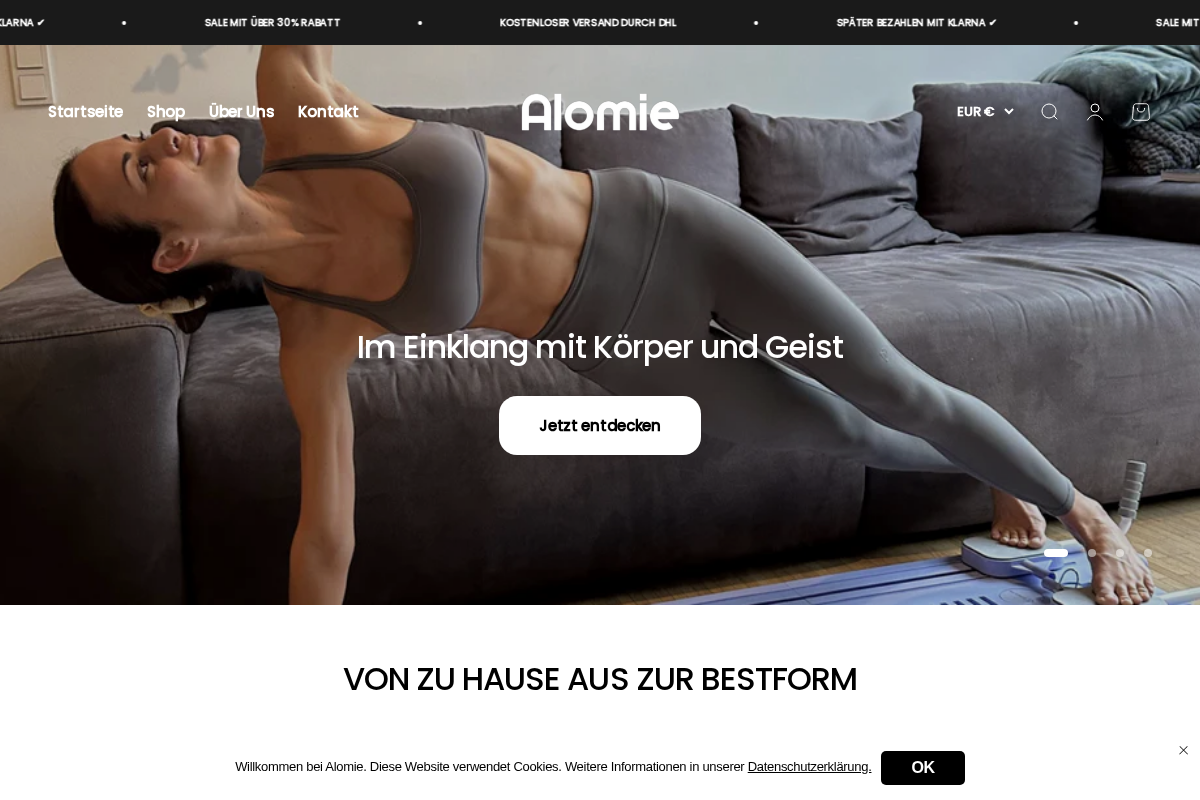 ALOMIE homepage screenshot