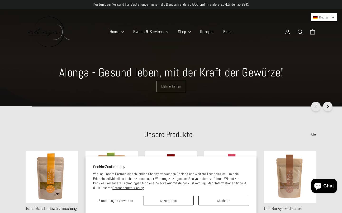 alonga-world.com homepage screenshot
