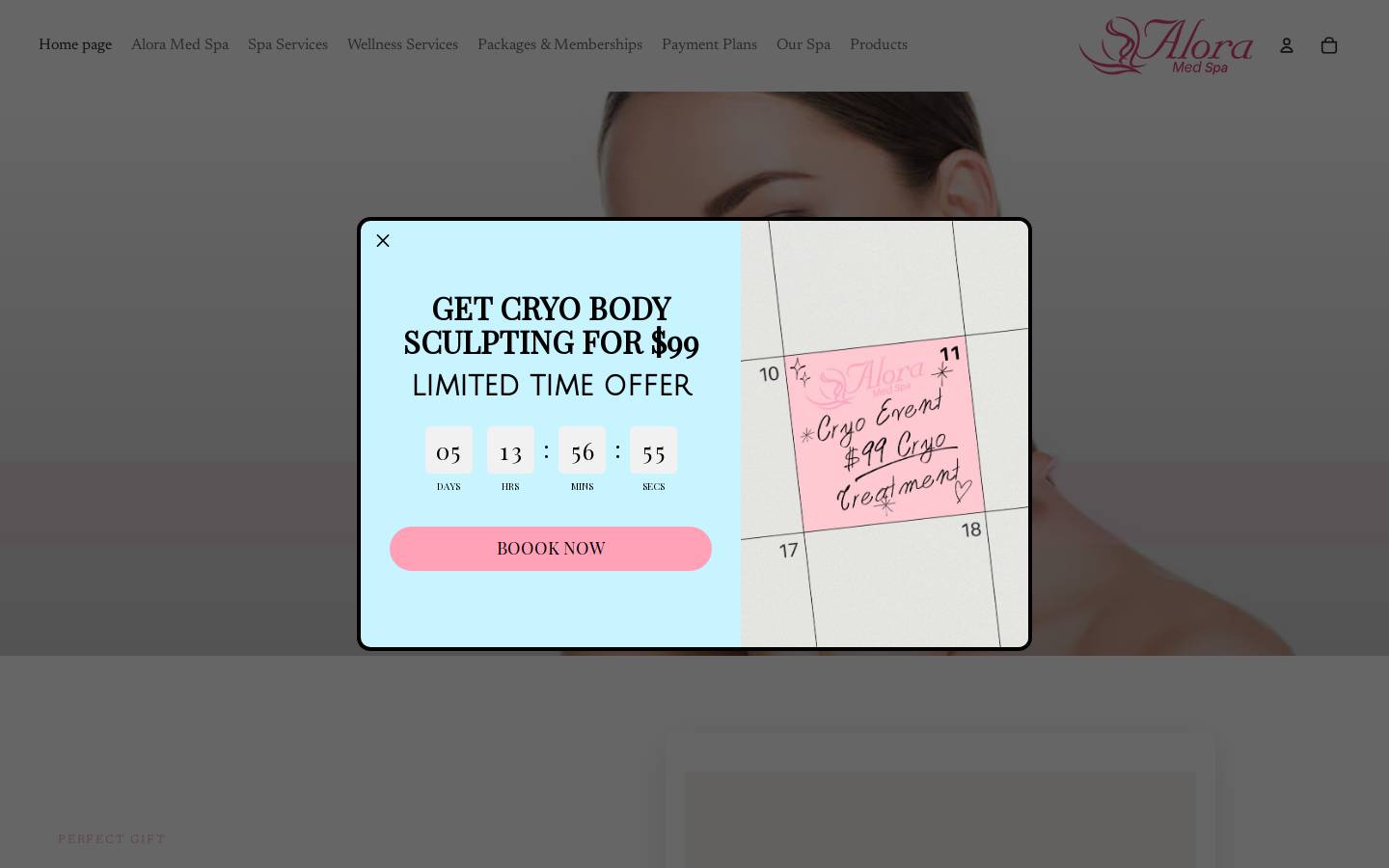 Aloraspa homepage screenshot