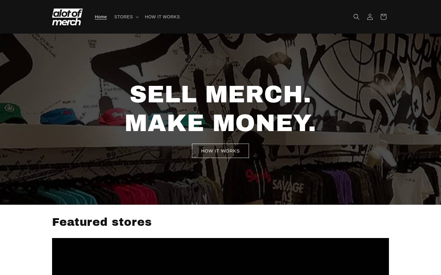 alotofmerch.com homepage screenshot