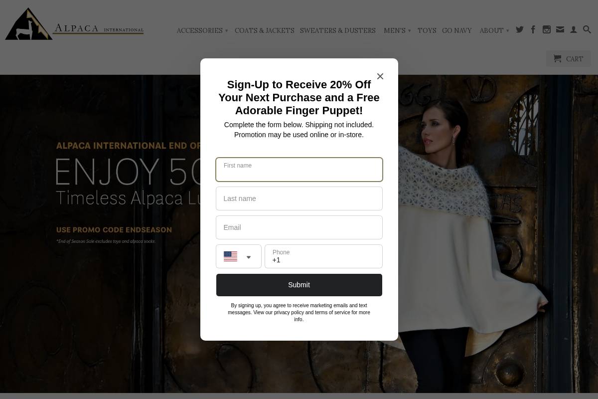 alpacainternational.net homepage screenshot