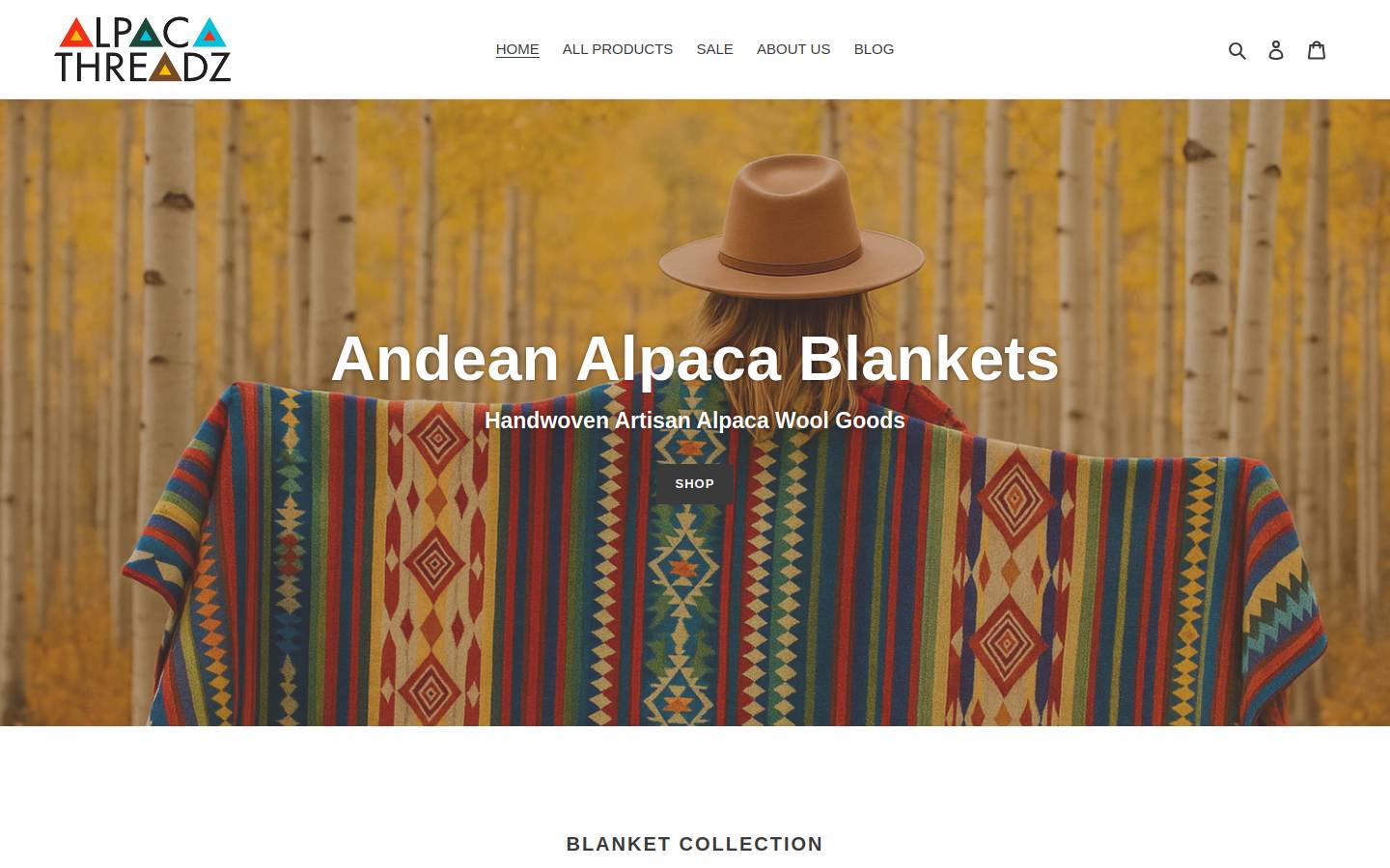 alpacathreads.com homepage screenshot