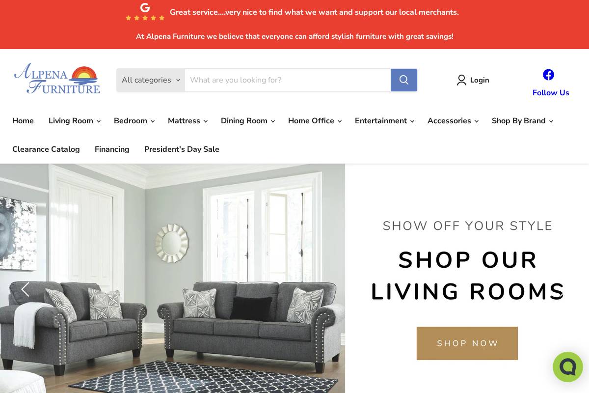 alpenafurniture.net homepage screenshot