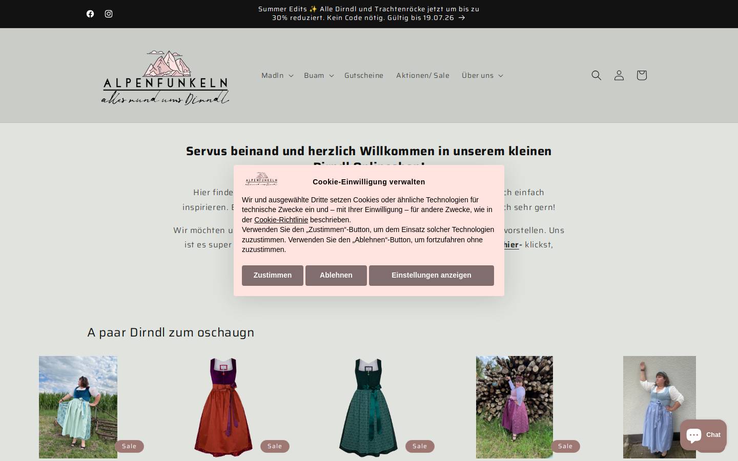 alpenfunkeln.at homepage screenshot