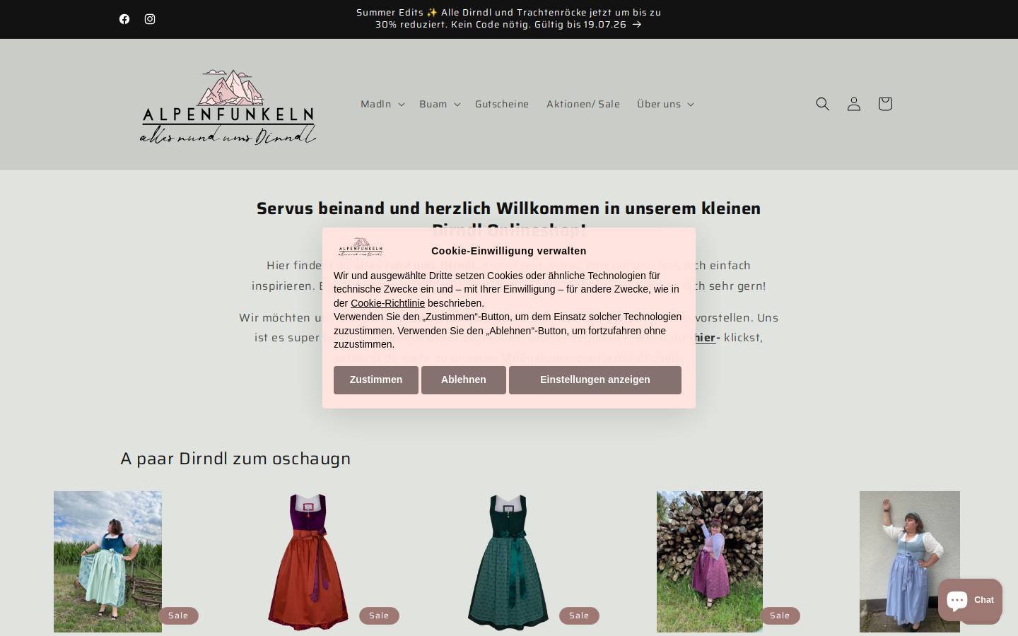 alpenfunkeln.de homepage screenshot