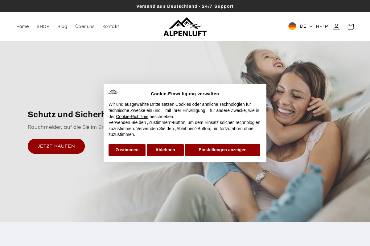 ALPENLUFT homepage screenshot