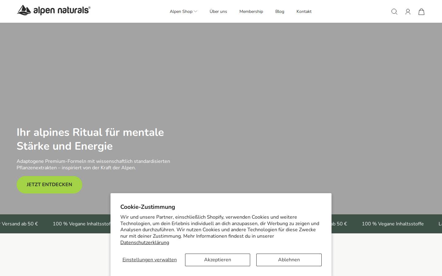 alpennaturals.com homepage screenshot