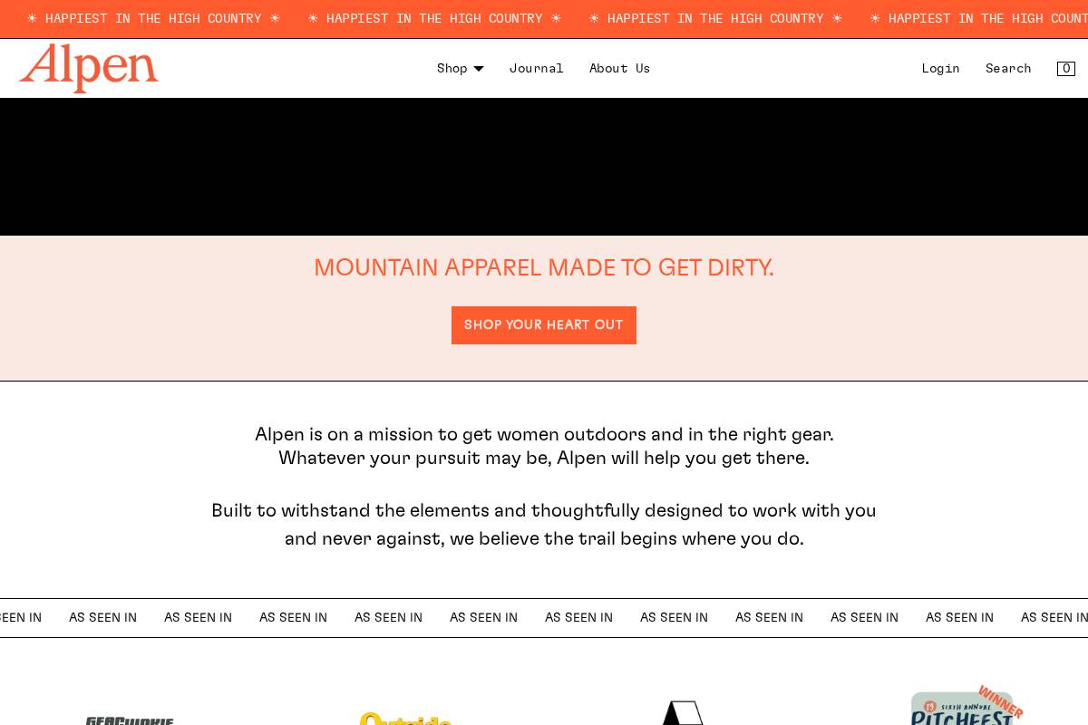 alpenoutdoors.com homepage screenshot