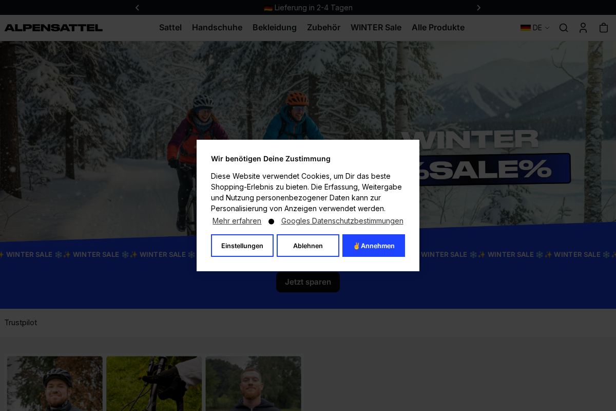 alpensattel.de homepage screenshot