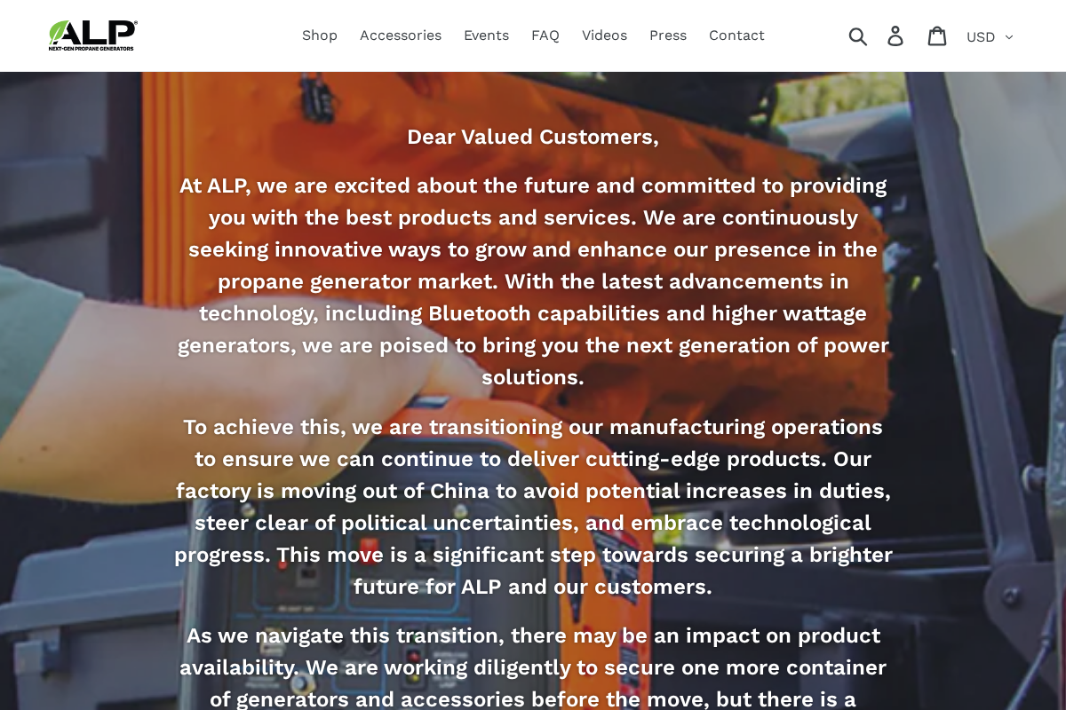 ALP Generator homepage screenshot