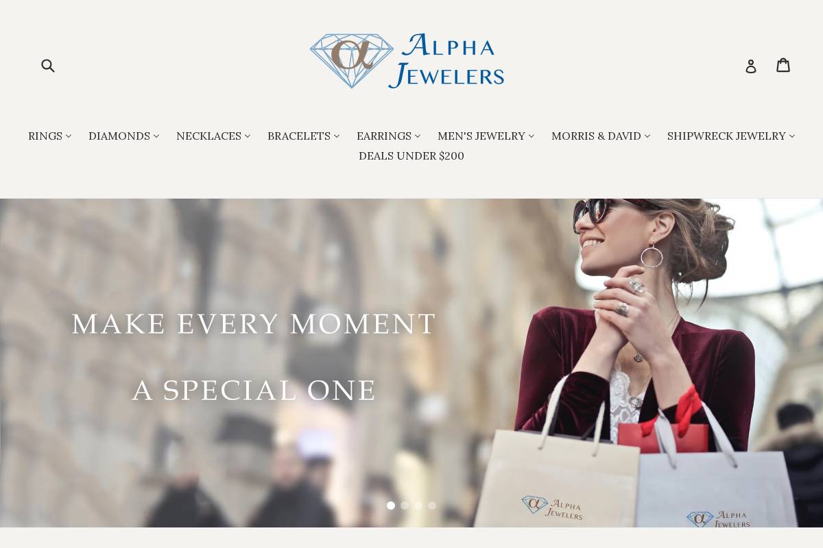 alpha-jewelers.com homepage screenshot