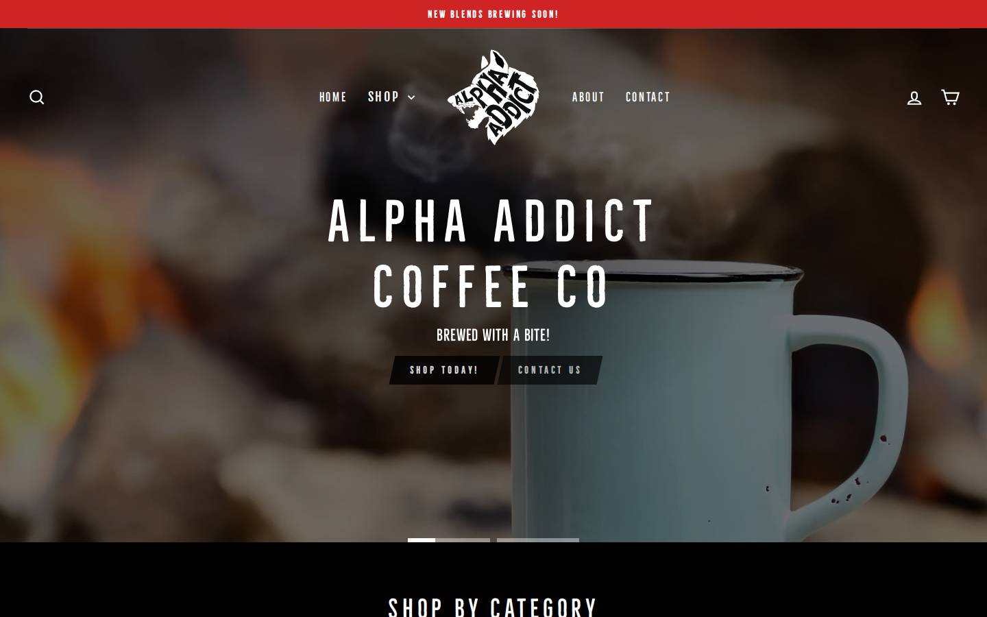 alphaaddict.coffee homepage screenshot