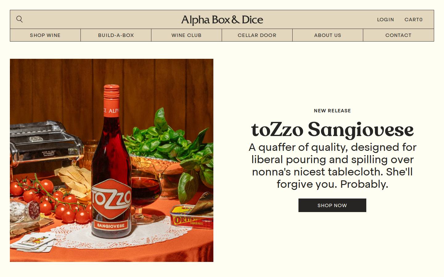 alphaboxdice.com homepage screenshot