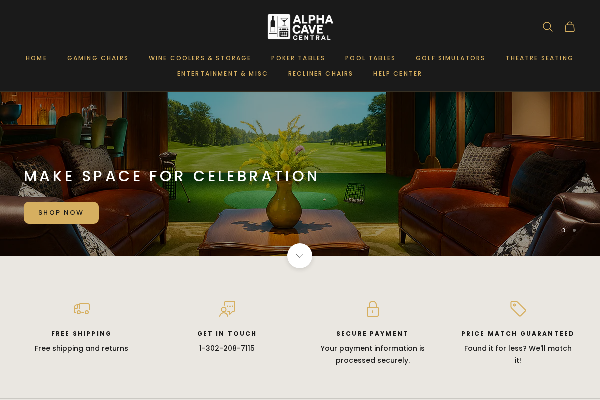 Alpha Cave Central homepage screenshot