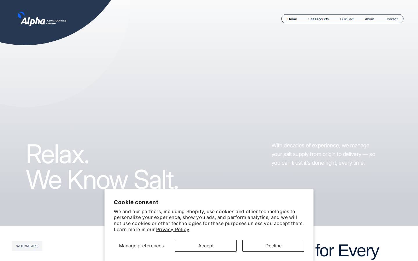 alphacommodities.net homepage screenshot