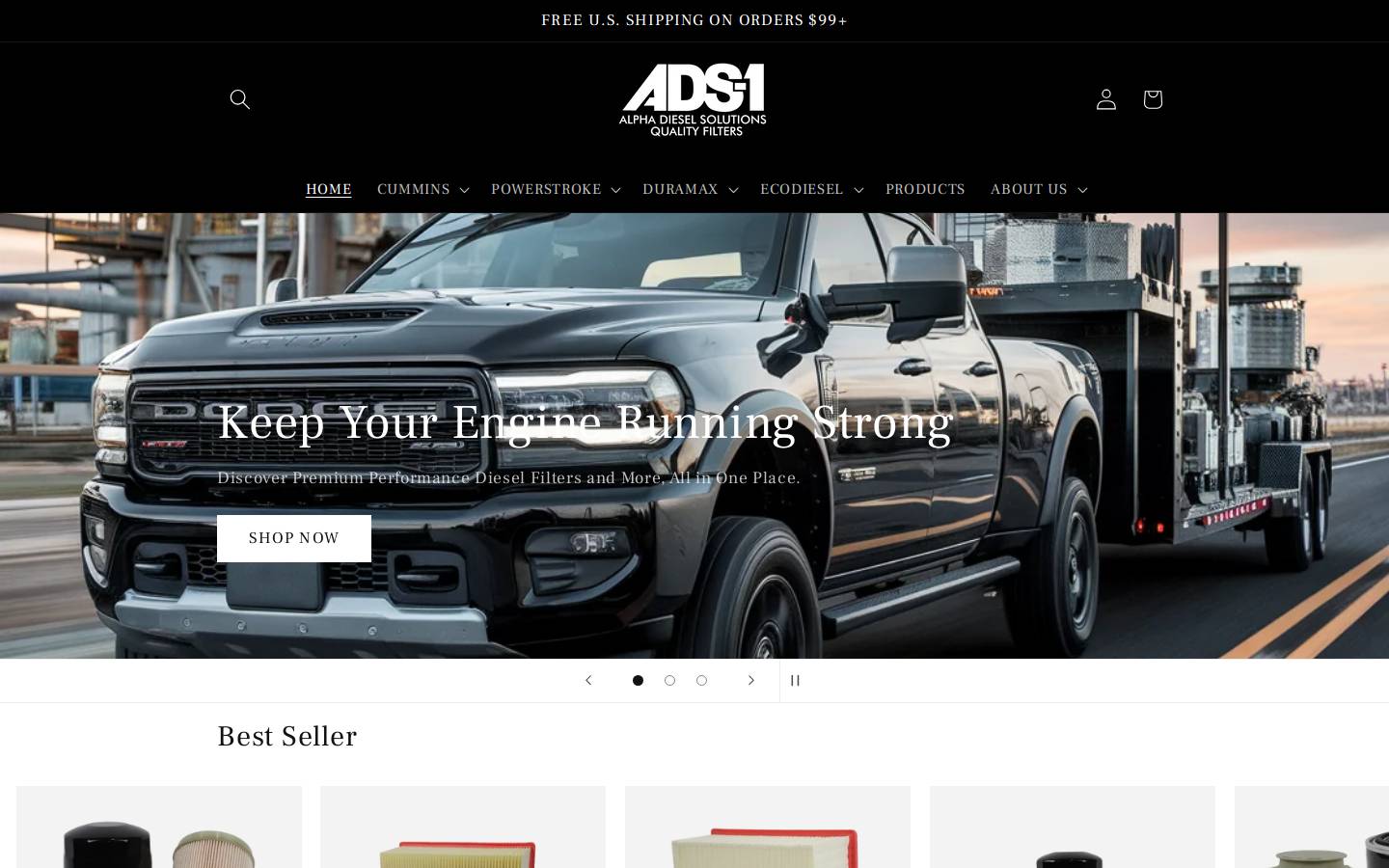 alphadieselsolutions.com homepage screenshot