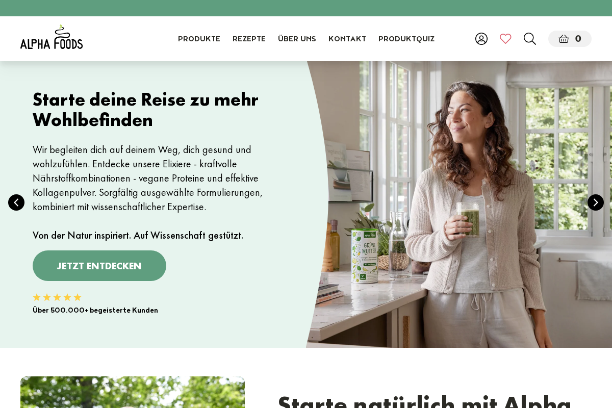 Alpha Foods homepage screenshot