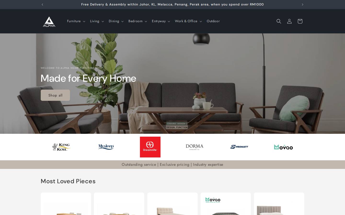 alphahomefurniture.com homepage screenshot