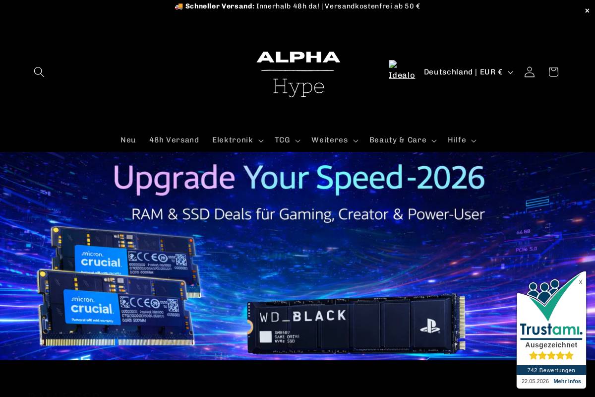 AlphaHype homepage screenshot