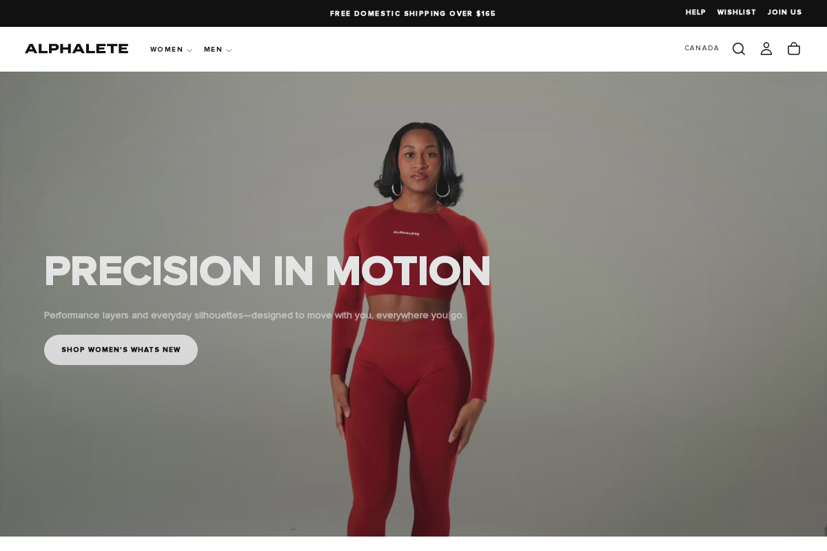 Alphalete Athletics CA homepage screenshot