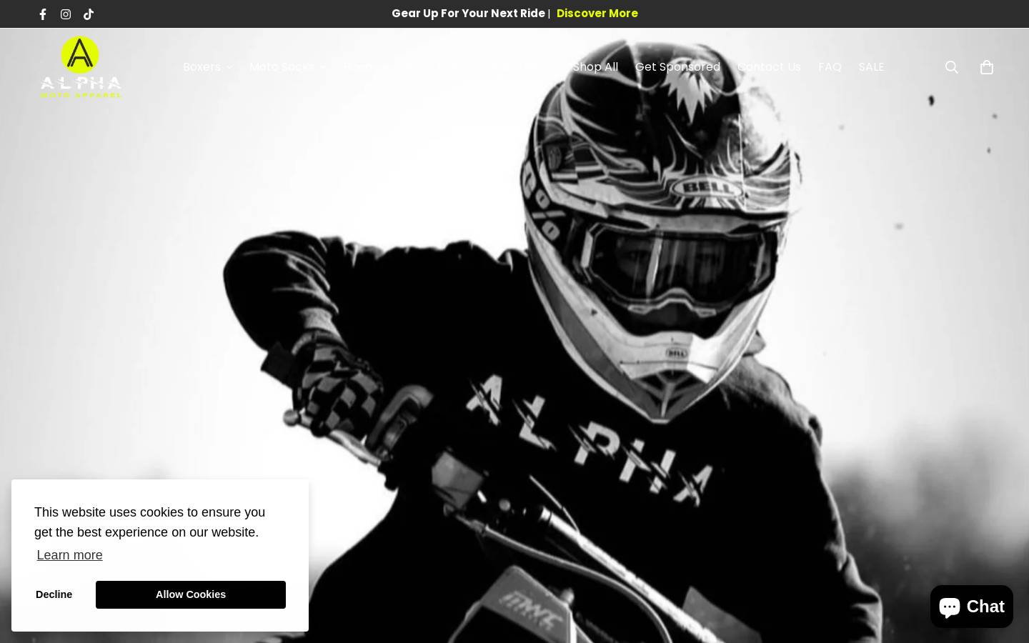 alphamotoapparel.com homepage screenshot