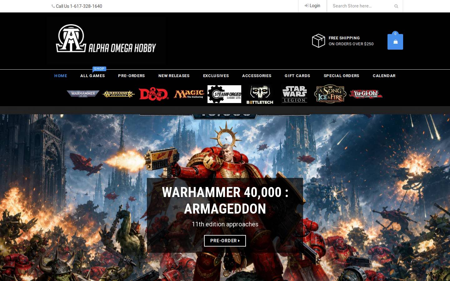alphaomegahobby.com homepage screenshot
