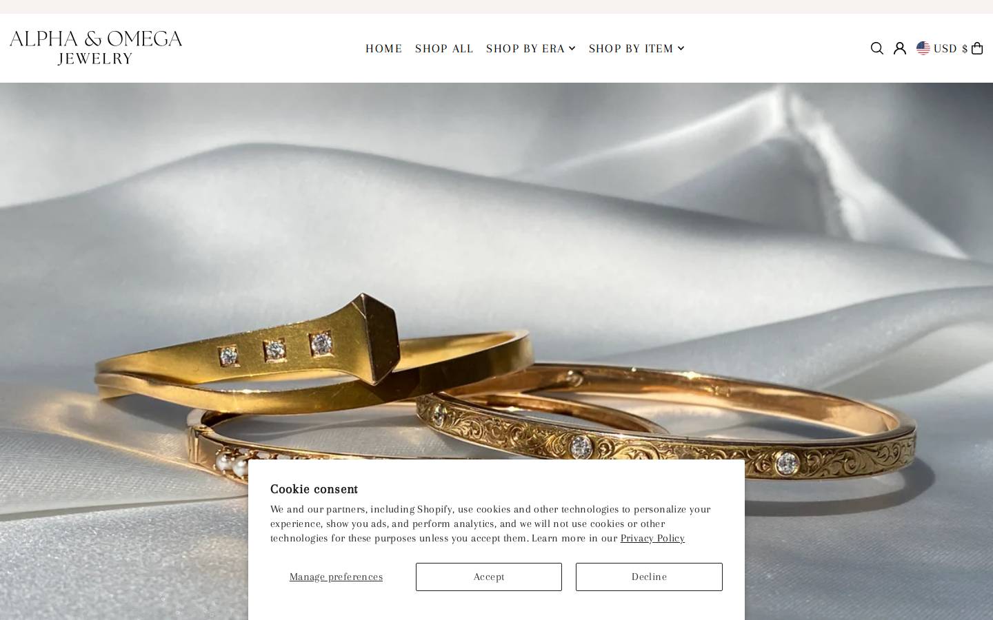 alphaomegajewelry.com homepage screenshot