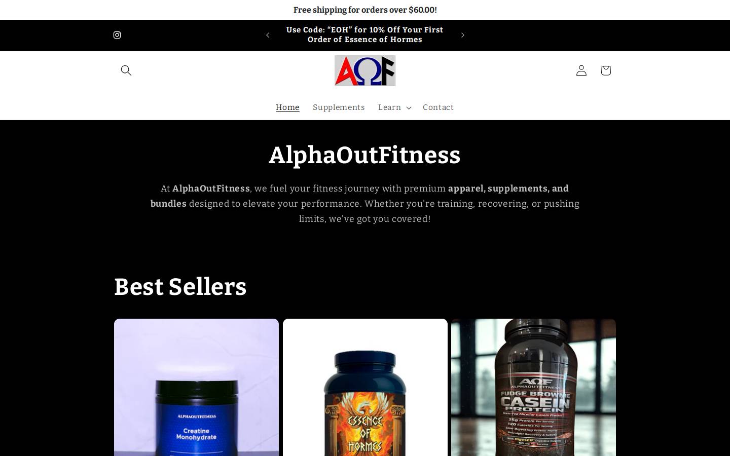 alphaoutfitness.com homepage screenshot