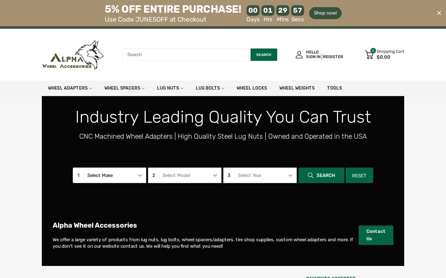alphawausa.com homepage screenshot