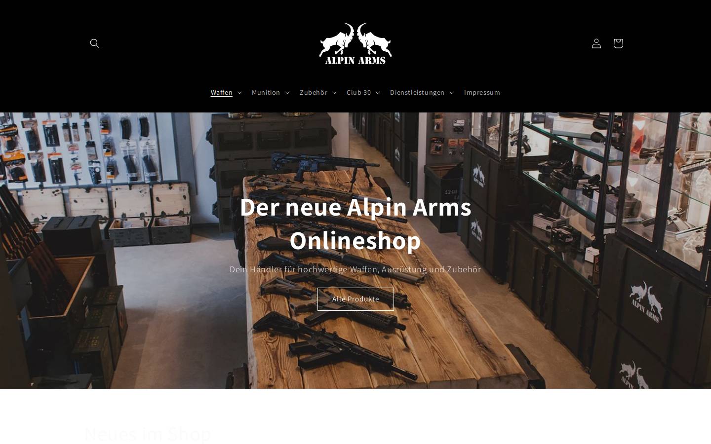 alpin-arms.at homepage screenshot