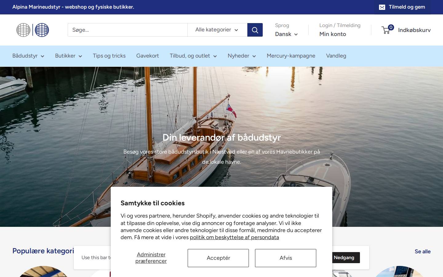 alpina-marineudstyr.dk homepage screenshot