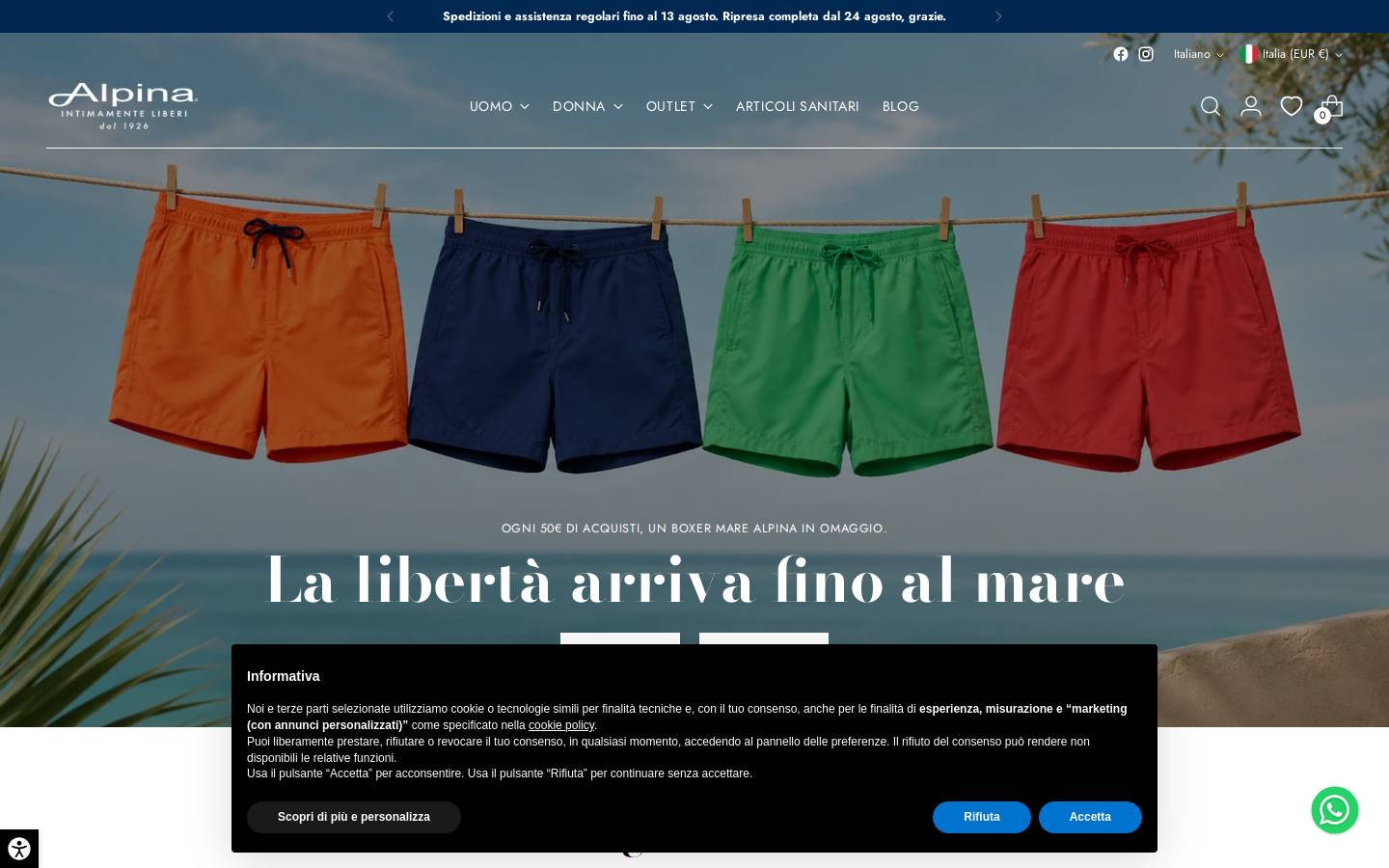Alpinaintimo homepage screenshot