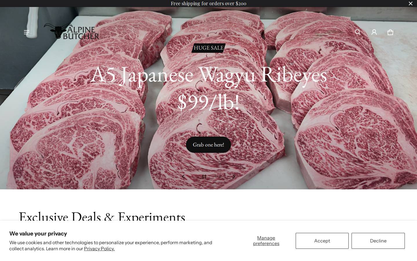 alpinebutchershop.com homepage screenshot