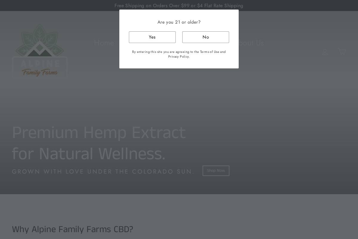 alpinefamilyfarms.com homepage screenshot
