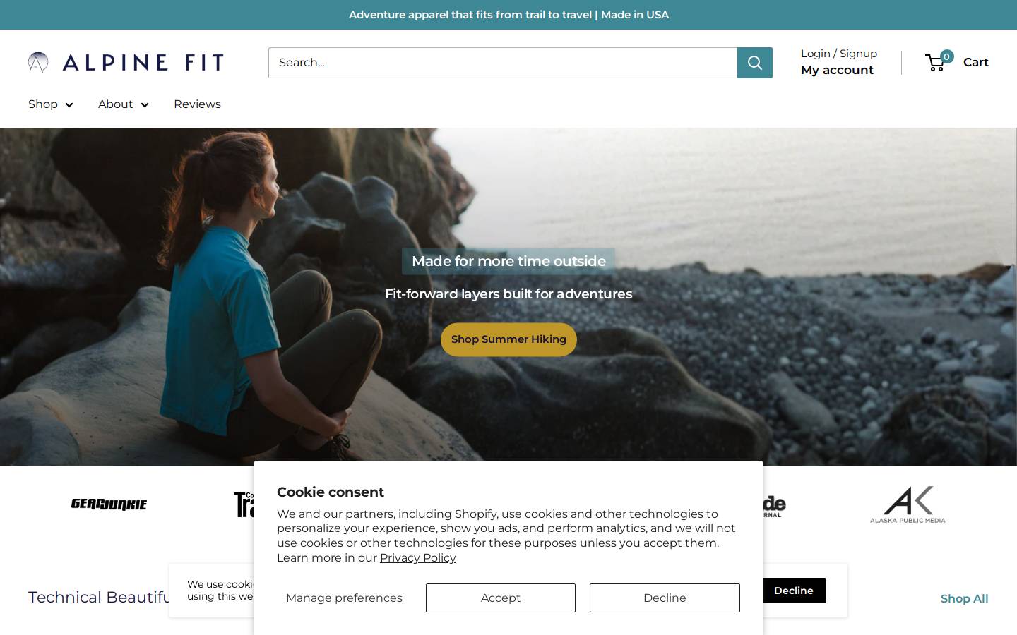 alpinefit.com homepage screenshot