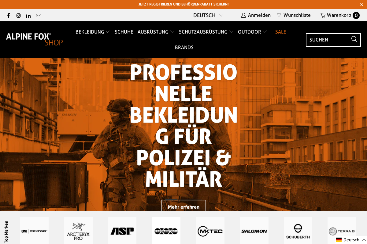 Alpinefoxshop homepage screenshot