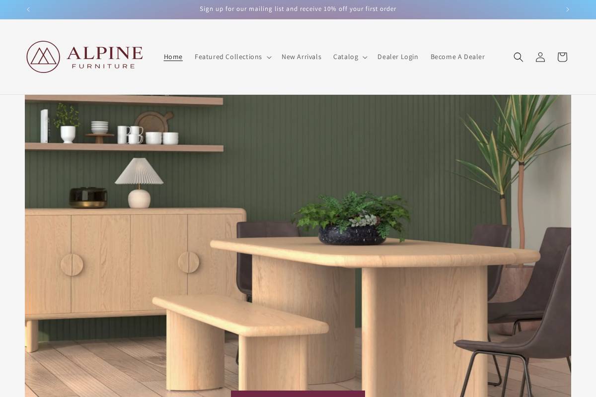 alpinefurniture.net homepage screenshot