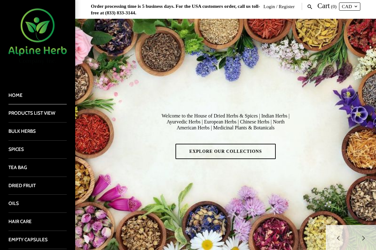 alpineherb.ca homepage screenshot