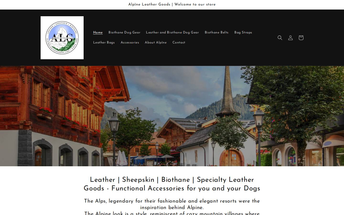 alpineleathergoods.com homepage screenshot