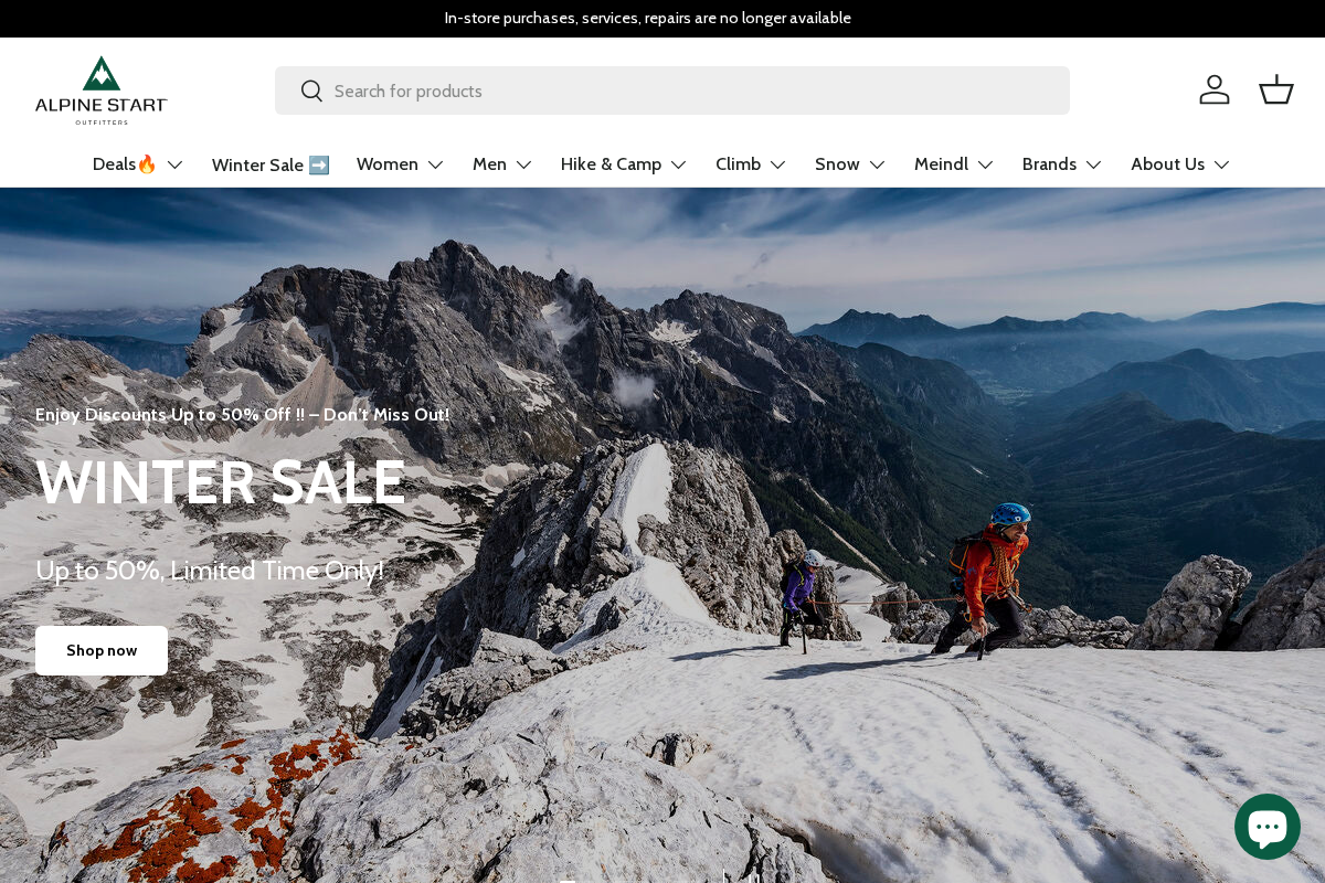 Alpinestart homepage screenshot