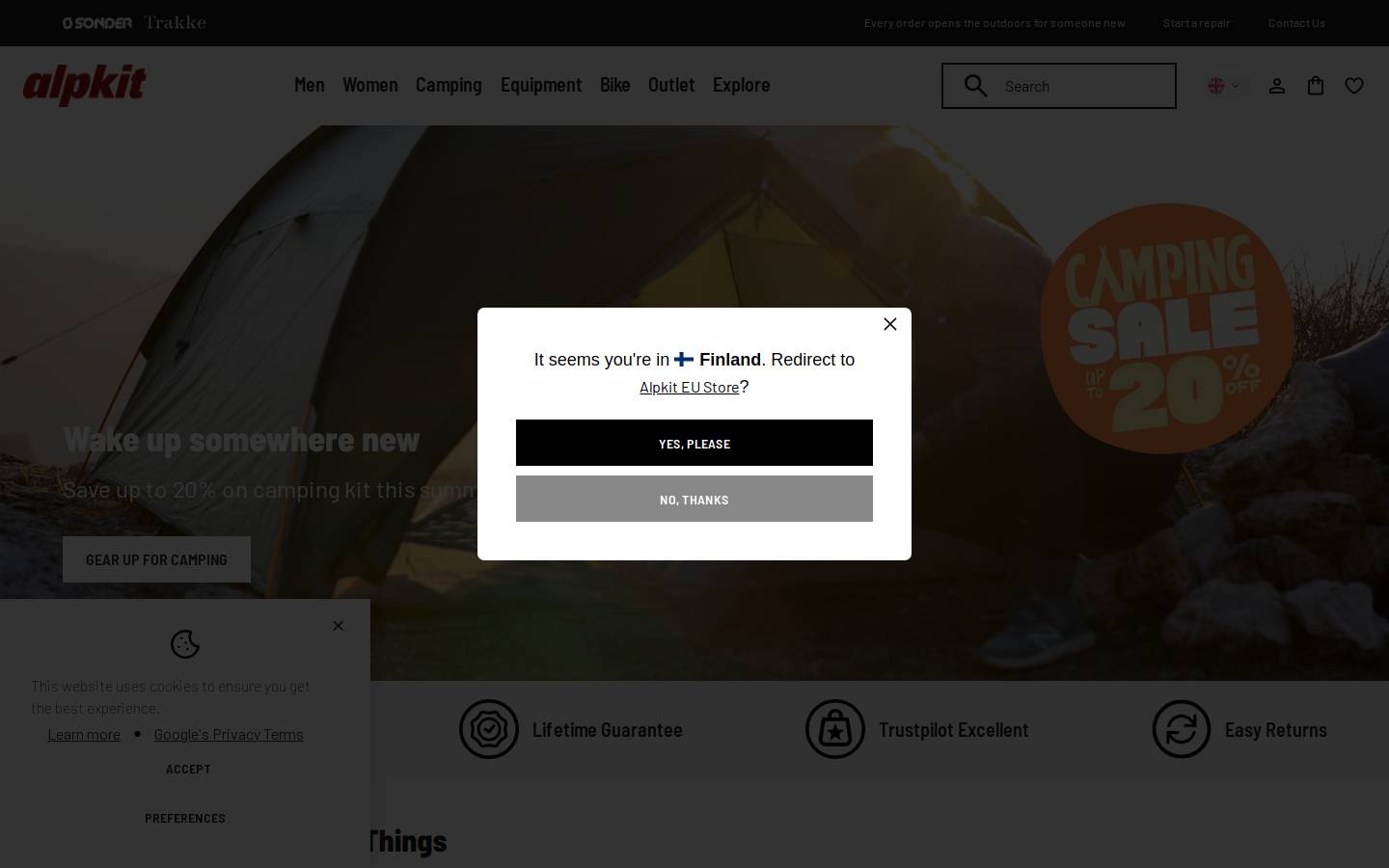 alpkit.co.uk homepage screenshot